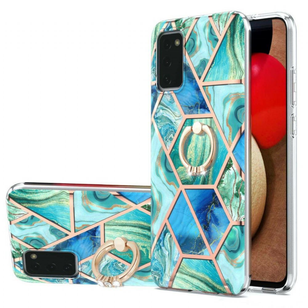 Kryt Na Samsung Galaxy A02s Geometrický Mramor S Kroužkovou Podpěrou