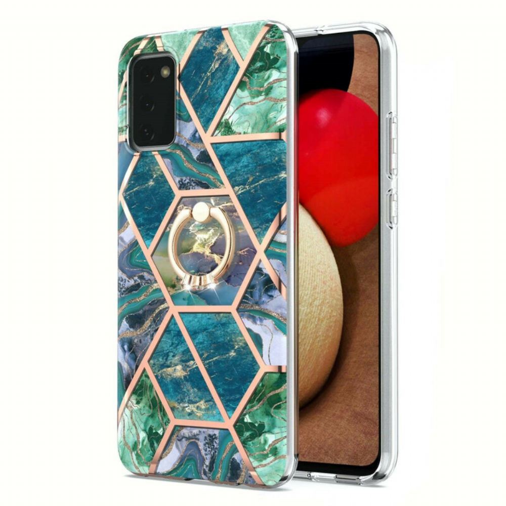 Kryt Na Samsung Galaxy A02s Geometrický Mramor S Kroužkovou Podpěrou
