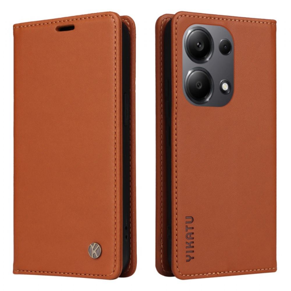 Kožené Pouzdro Folio Xiaomi Redmi Note 13 Pro 4g Magnetický Yikatu