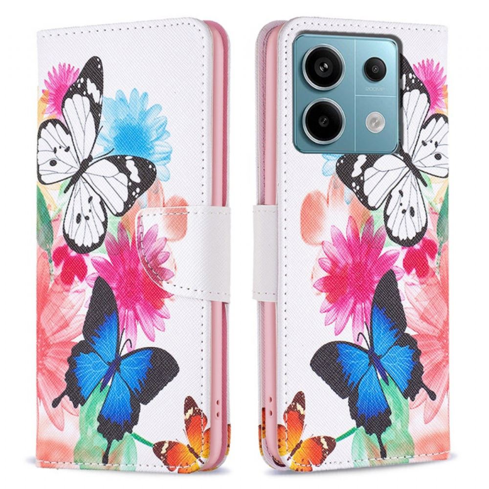 Kožený Kryt Na Xiaomi Redmi Note 13 Pro 4g Dva Motýli