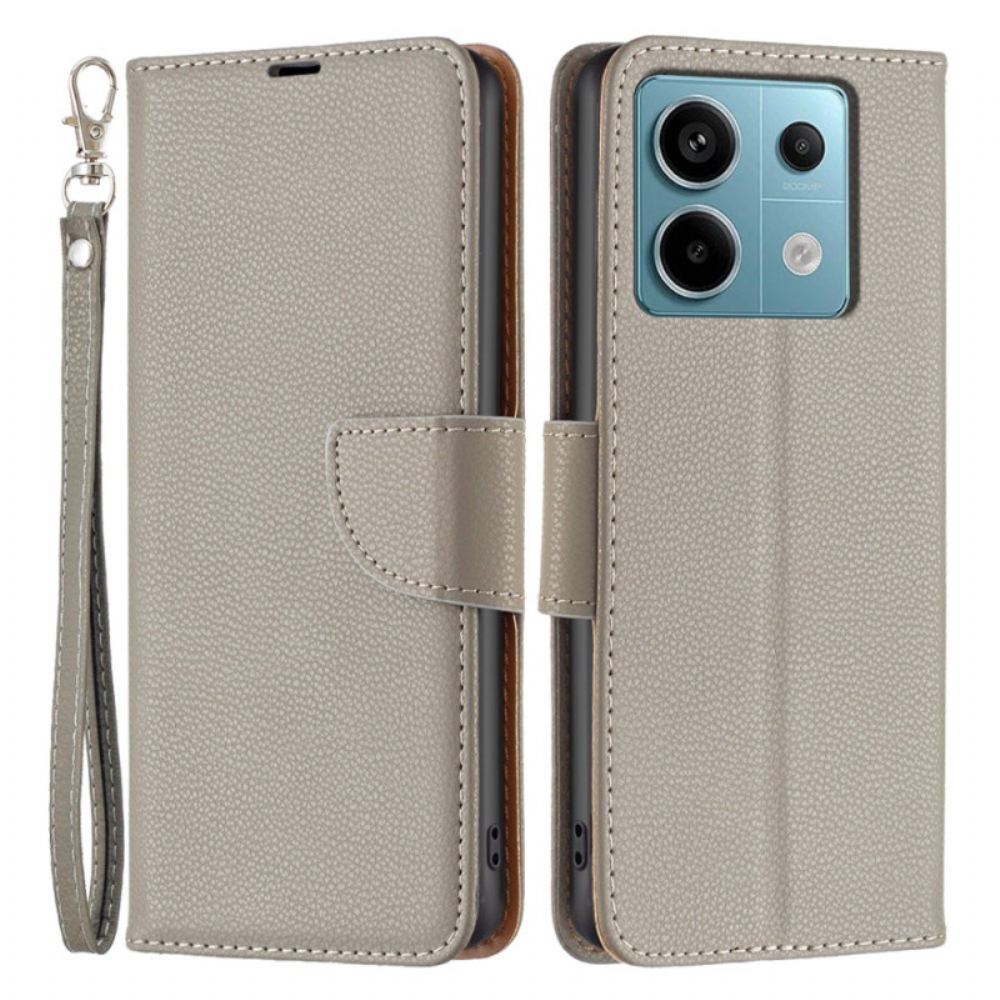 Kožený Kryt Na Xiaomi Redmi Note 13 Pro 4g Kožený Efekt Litchi S Páskem