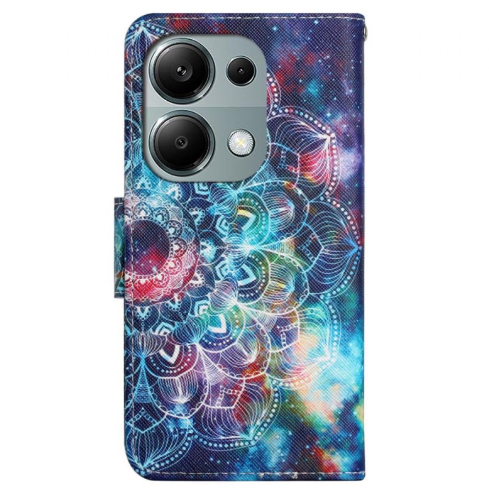 Kožený Kryt Na Xiaomi Redmi Note 13 Pro 4g Hvězdná Obloha A Lanyard Mandala