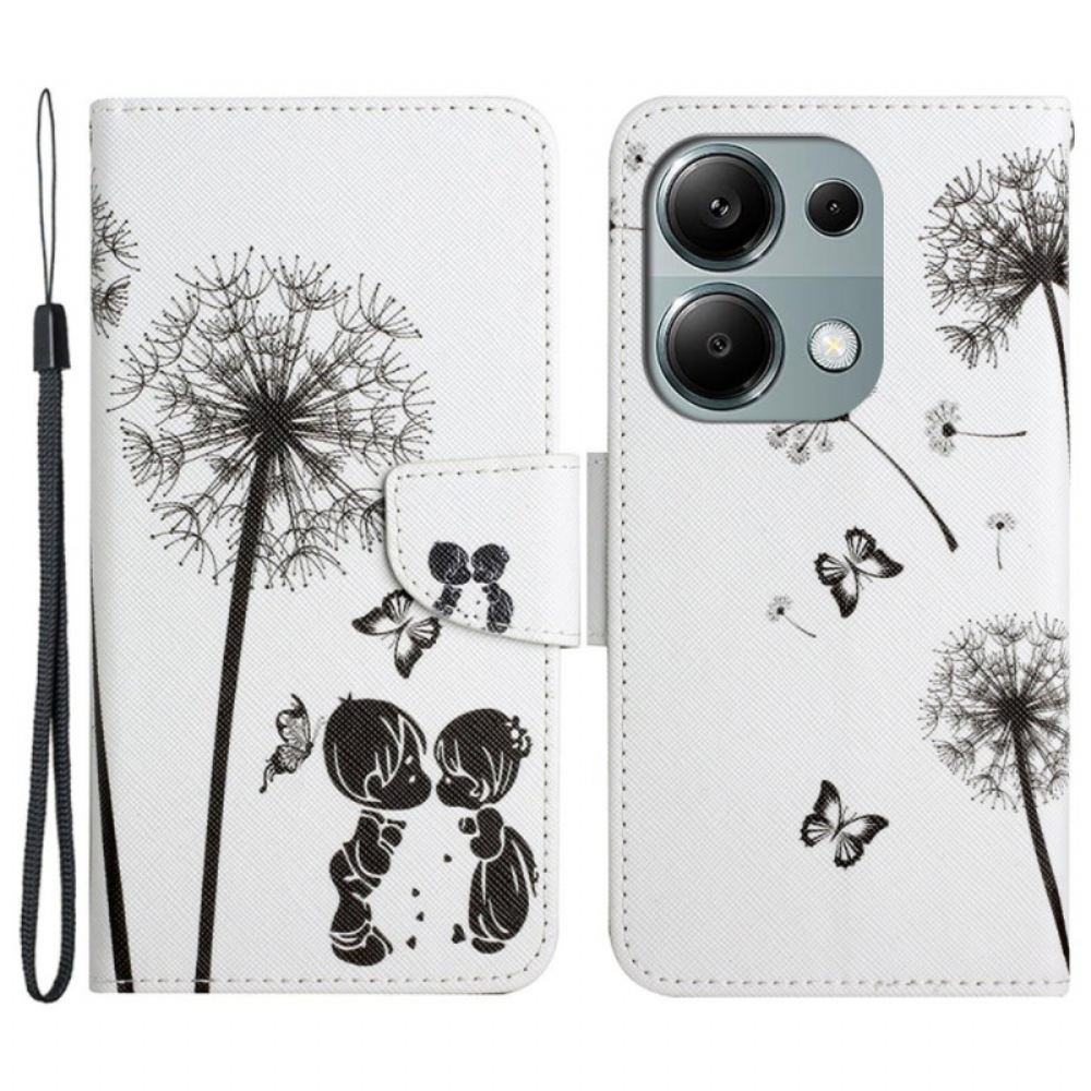 Kožený Kryt Na Xiaomi Redmi Note 13 Pro 4g Pampelišková Láska S Řemínkem
