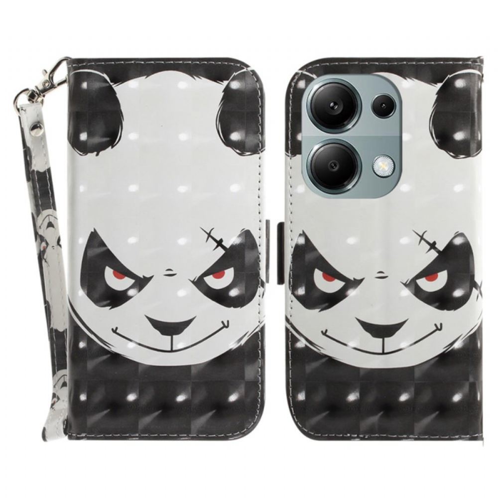 Kožený Kryt Na Xiaomi Redmi Note 13 Pro 4g Rozzlobená Panda S Popruhem
