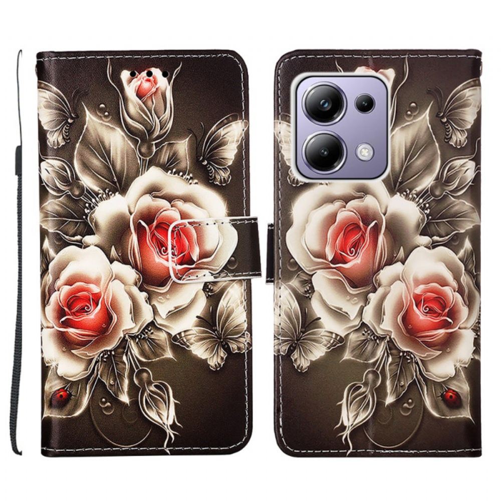 Kožený Kryt Xiaomi Redmi Note 13 Pro 4g Popruhové Růže