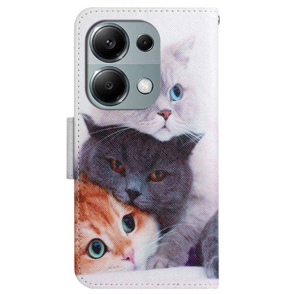 Kožený Kryt Xiaomi Redmi Note 13 Pro 4g Tři Kočky S Popruhy