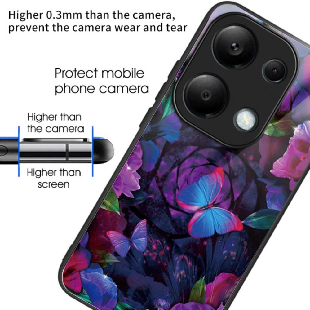 Kryt Na Xiaomi Redmi Note 13 Pro 4g Barevní Motýli Z Tvrzeného Skla