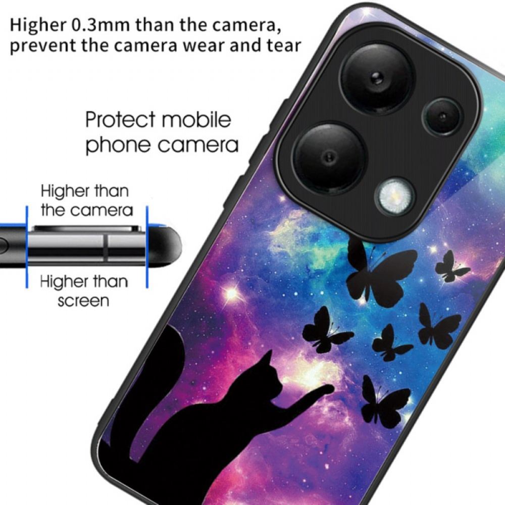 Kryt Xiaomi Redmi Note 13 Pro 4g Kryty Na Mobil Kočka A Motýli Z Tvrzeného Skla