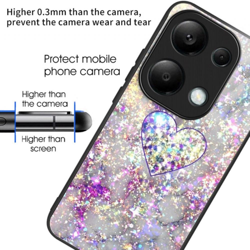 Kryt Xiaomi Redmi Note 13 Pro 4g Třpytivé Srdce Z Tvrzeného Skla
