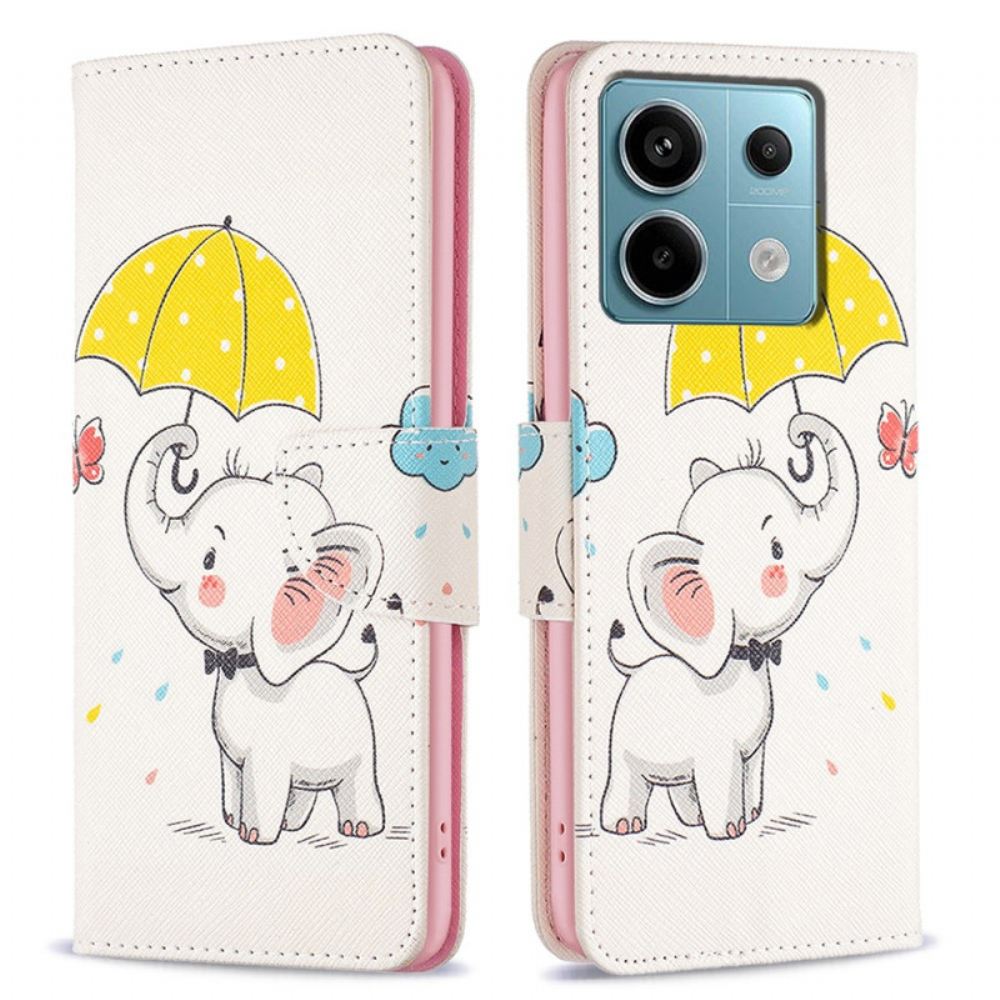 Peněženková Pouzdra Xiaomi Redmi Note 13 Pro 4g Kryty Na Mobil Deštník A Slon