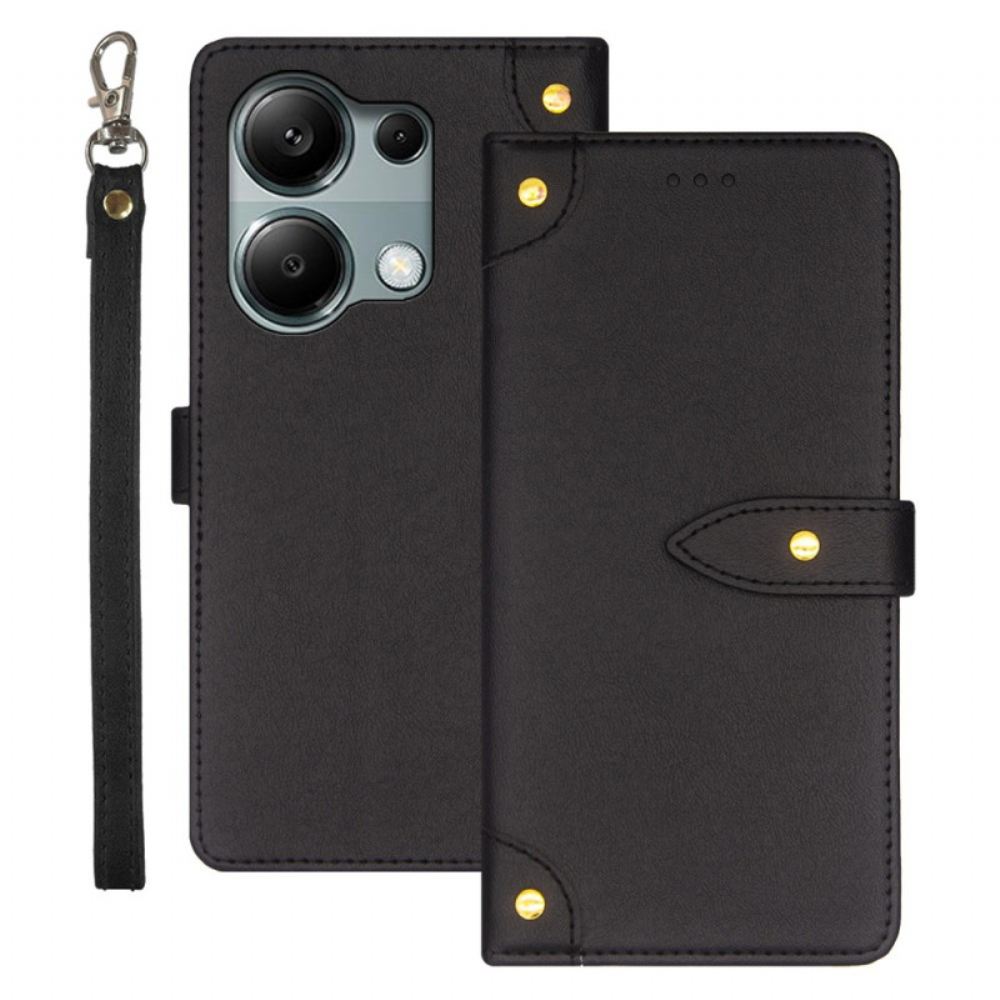 Peněženková Pouzdra Xiaomi Redmi Note 13 Pro 4g Kryty Na Mobil Ozdobný Nýt Idewei