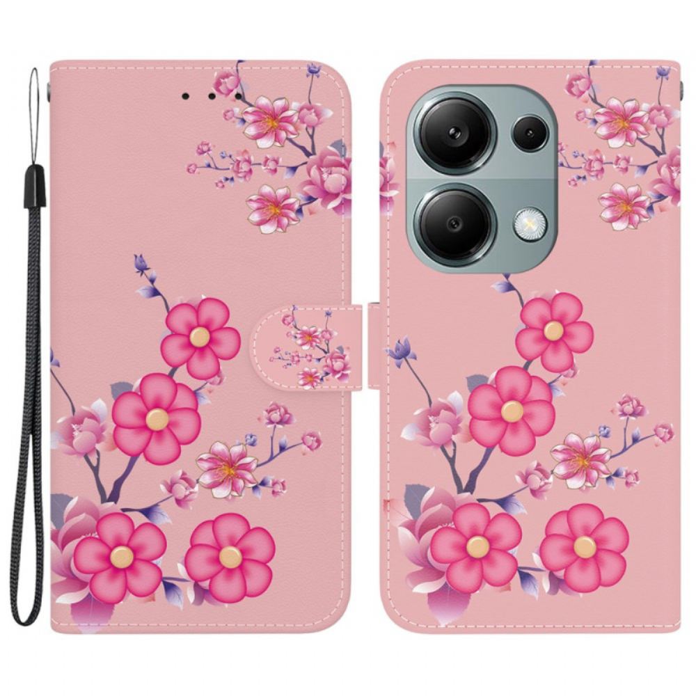 Peněženková Pouzdra Xiaomi Redmi Note 13 Pro 4g Kryty Na Mobil Sakura S Popruhem