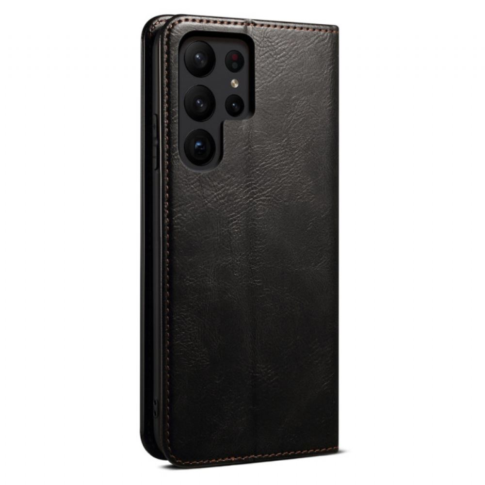 Kožené Pouzdro Folio Na Samsung Galaxy S25 Ultra 5g Voskovaná Umělá Kůže