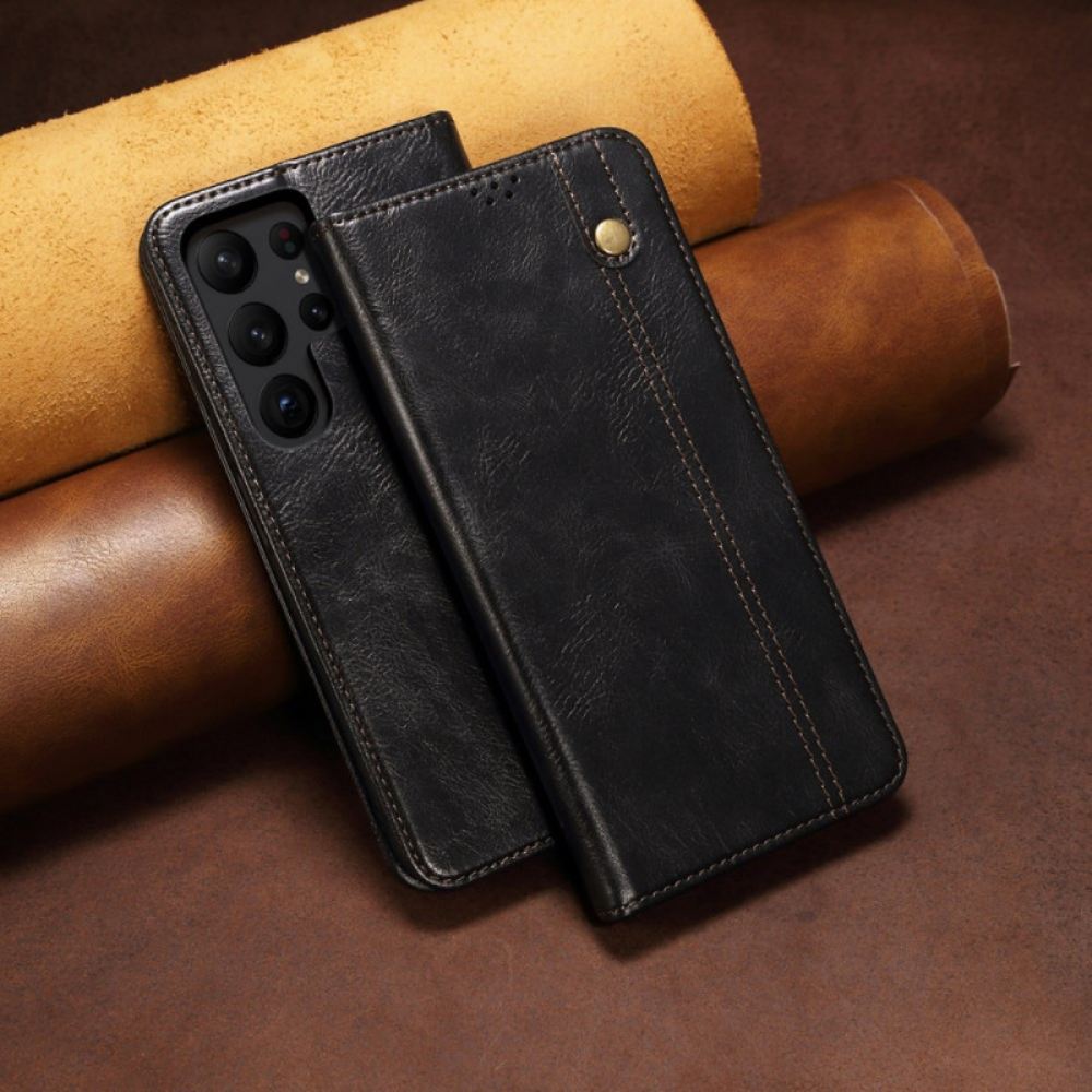 Kožené Pouzdro Folio Na Samsung Galaxy S25 Ultra 5g Voskovaná Umělá Kůže