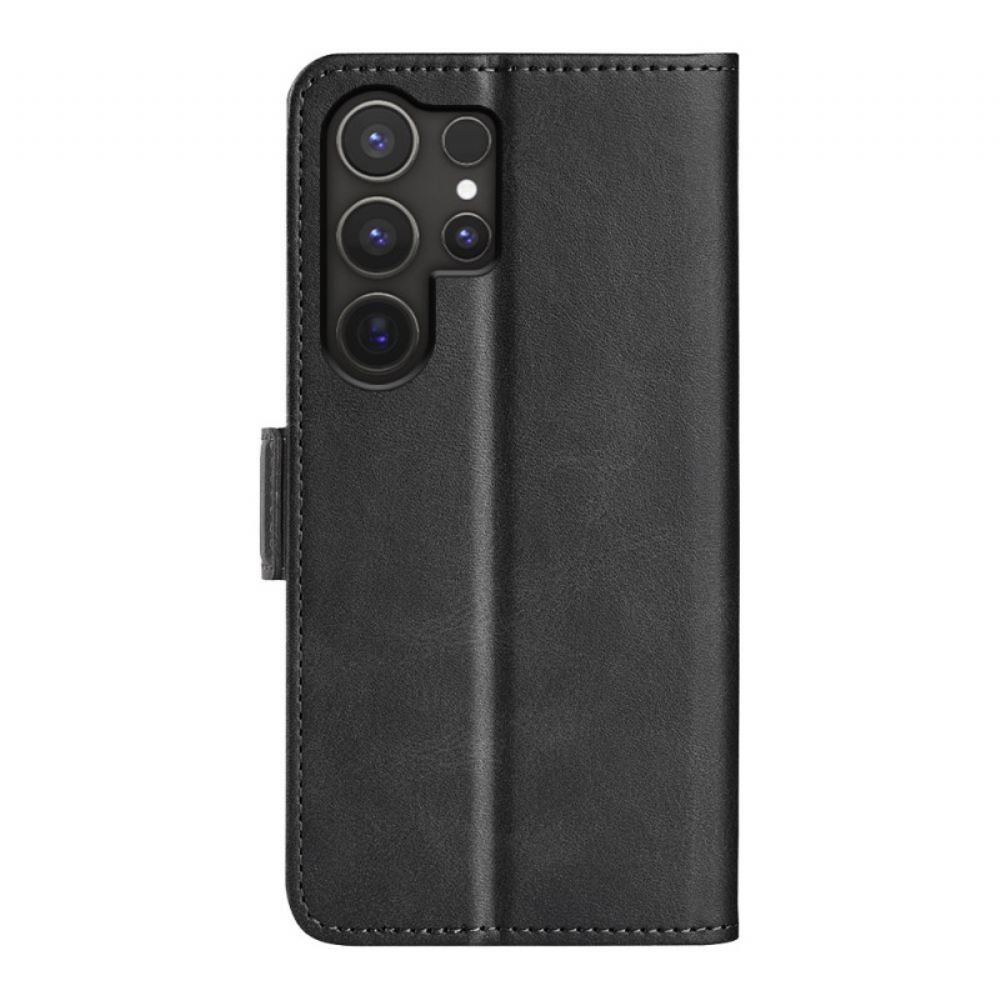 Kožený Kryt Na Samsung Galaxy S25 Ultra 5g Dvojitá Spona