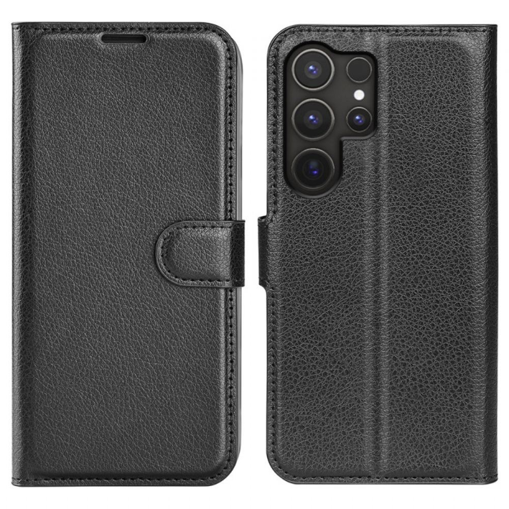 Kožený Kryt Na Samsung Galaxy S25 Ultra 5g Klasická Umělá Kůže Liči