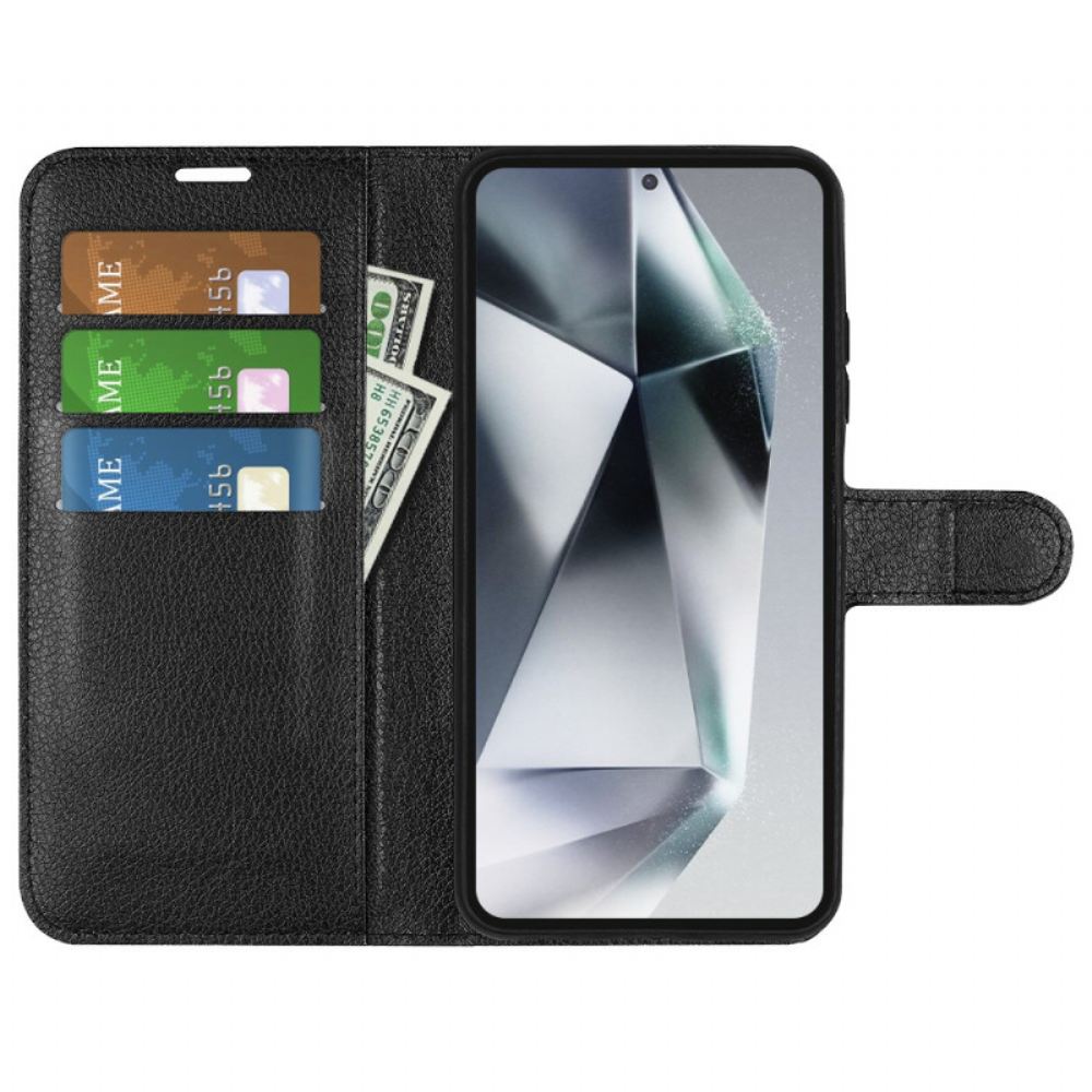 Kožený Kryt Na Samsung Galaxy S25 Ultra 5g Klasická Umělá Kůže Liči