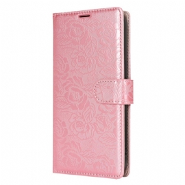 Kožený Kryt Samsung Galaxy S25 Ultra 5g Květinový Potisk S Popruhem