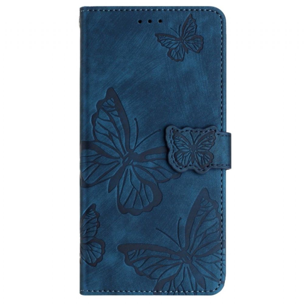 Kožený Kryt Samsung Galaxy S25 Ultra 5g Motýli S Efektem Semiše