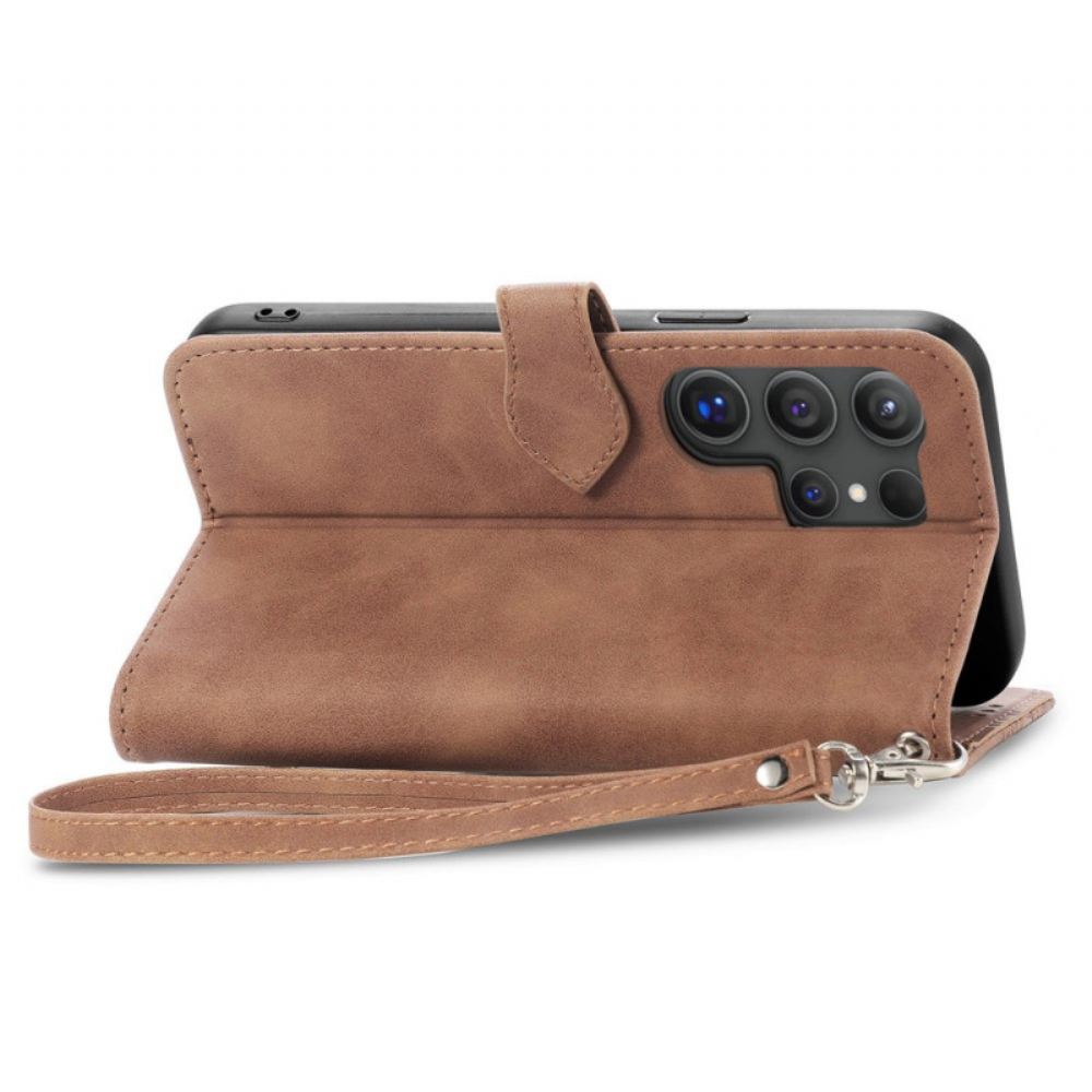 Kožený Kryt Samsung Galaxy S25 Ultra 5g Peněženka Na Zip S Krajkovým Vzorem