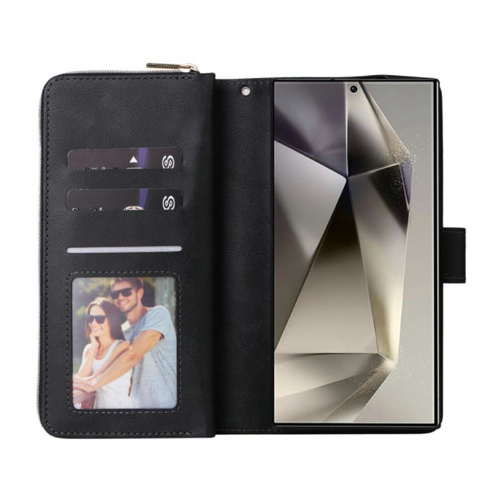 Kožený Kryt Samsung Galaxy S25 Ultra 5g Pouzdro Na Zip A Popruh