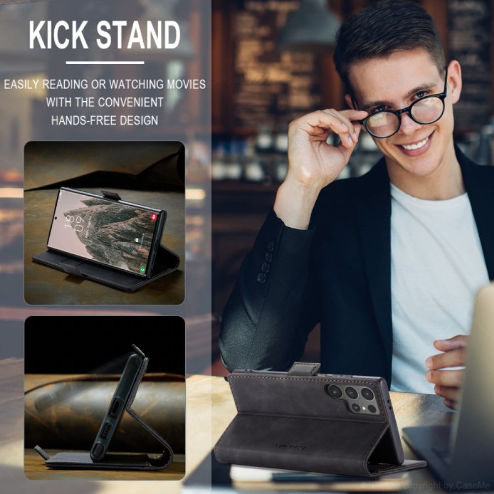 Kožený Kryt Samsung Galaxy S25 Ultra 5g Pouzdro S Efektem Semiše