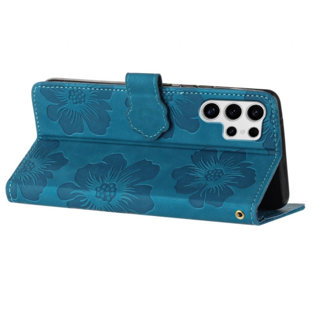 Kožený Kryt Samsung Galaxy S25 Ultra 5g Rafinovaný Květinový Vzor