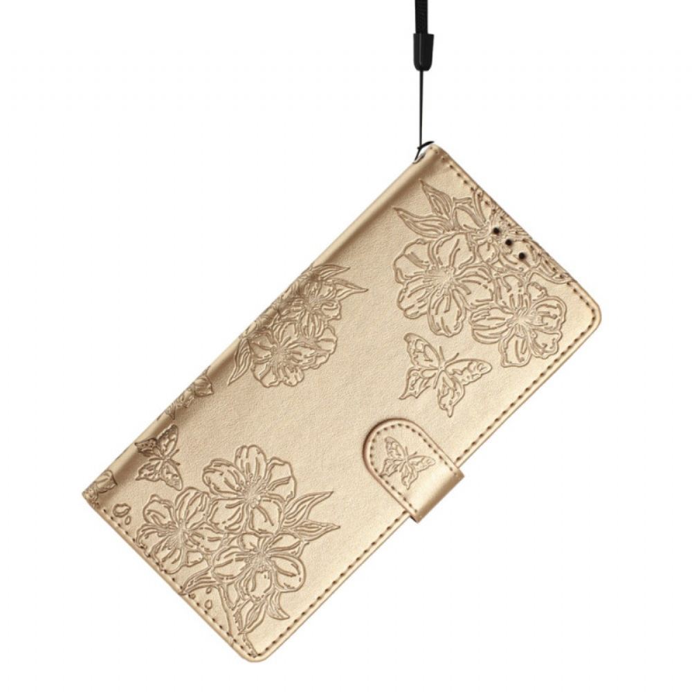 Kožený Kryt Samsung Galaxy S25 Ultra 5g Třešňové Květy