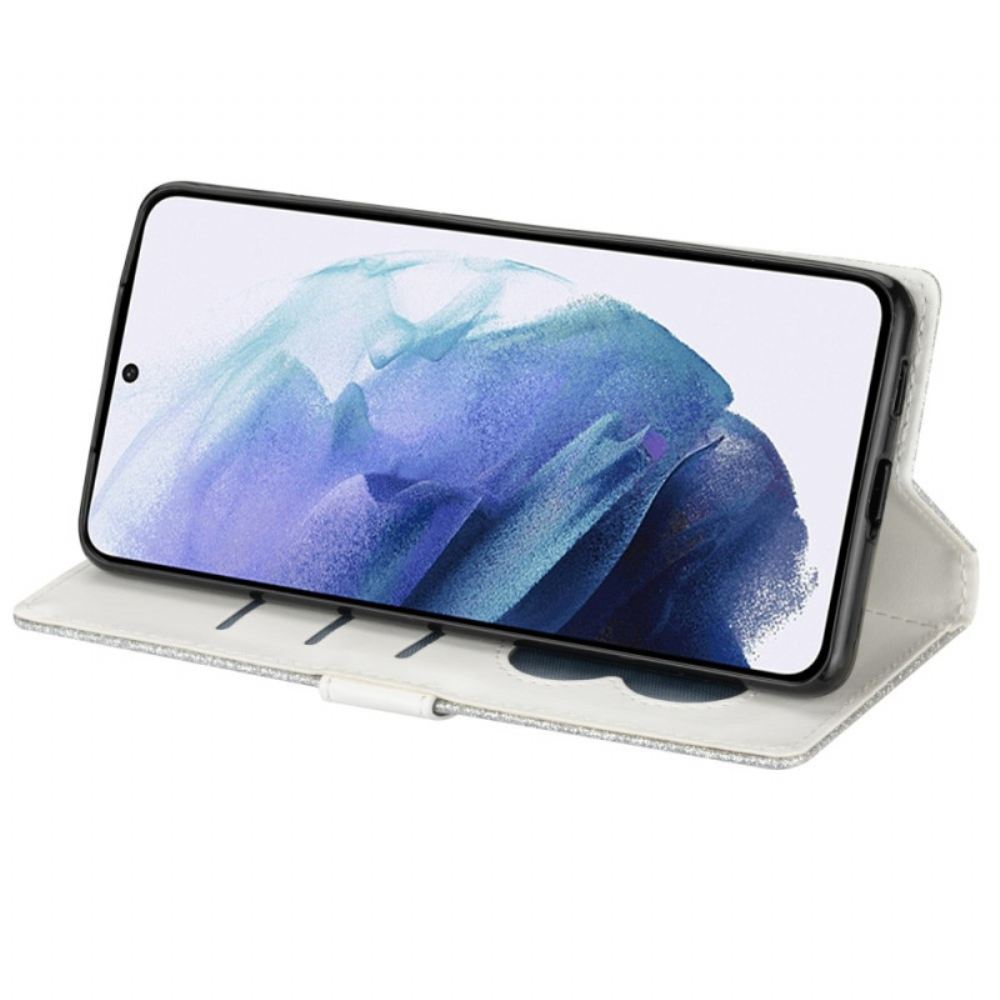 Kožený Kryt Samsung Galaxy S25 Ultra 5g Třpytivé Pouzdro S Popruhem