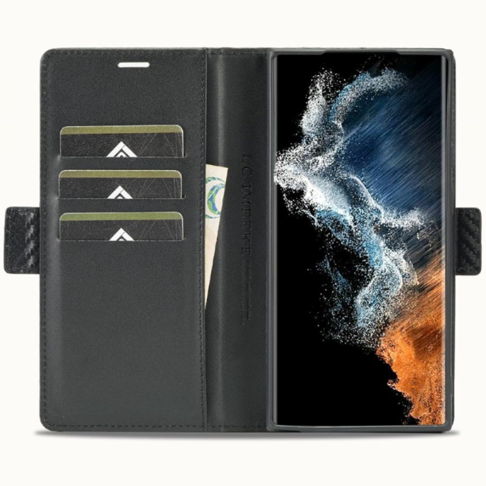 Kožený Kryt Samsung Galaxy S25 Ultra 5g Uhlíková Vlákna Lc.imeeke