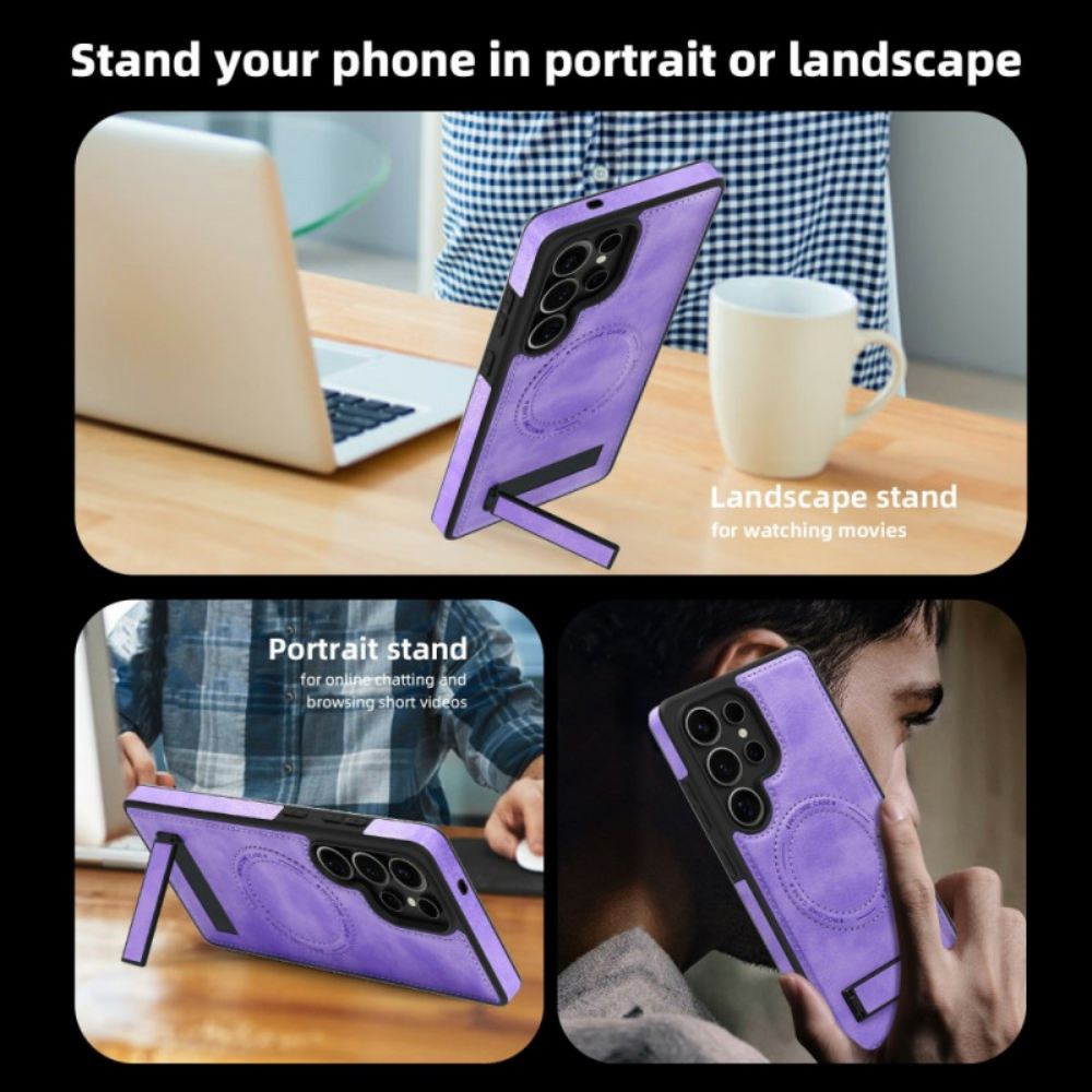 Kryt Na Samsung Galaxy S25 Ultra 5g Kožený Efekt Kompatibilní S Magsafe