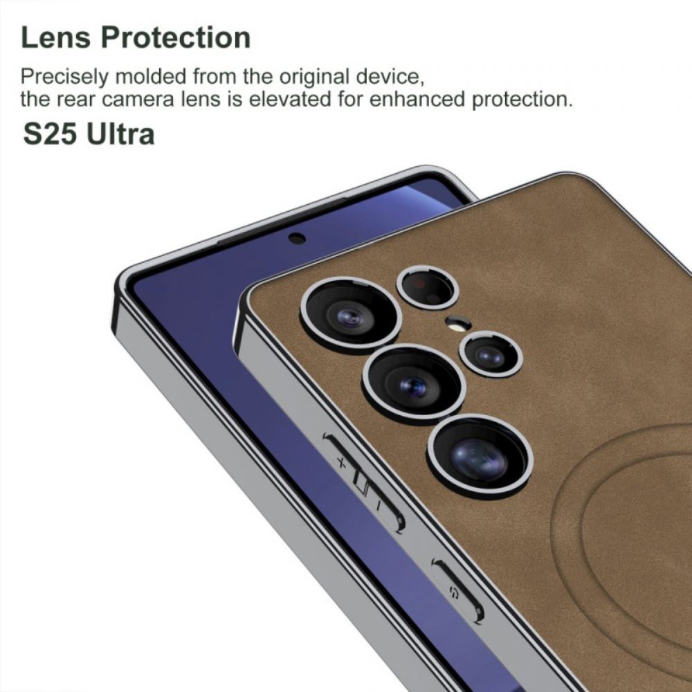 Kryt Na Samsung Galaxy S25 Ultra 5g Matná Umělá Kůže Kompatibilní S Magsafe