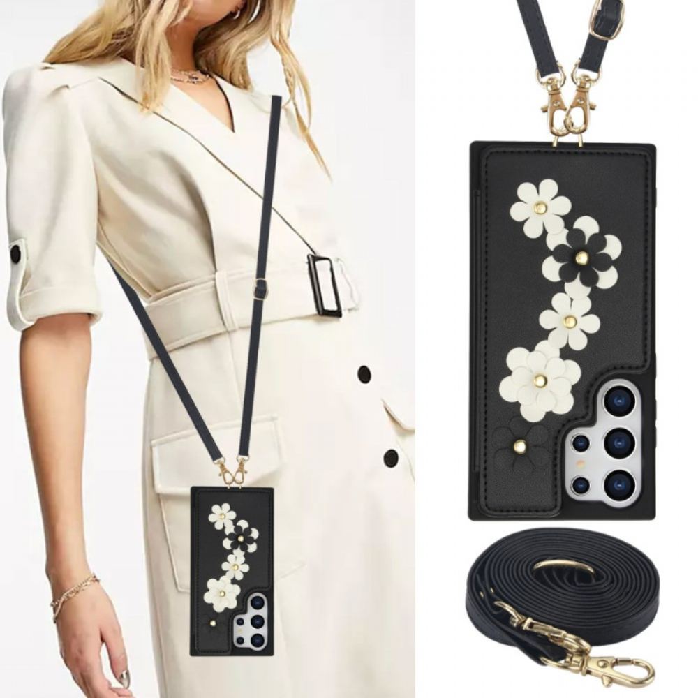 Kryt Na Samsung Galaxy S25 Ultra 5g Pouzdro Na Karty Se Šňůrkou A Ramenním Popruhem