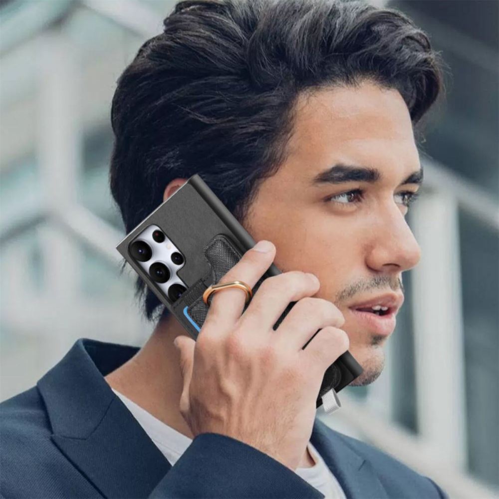 Kryt Samsung Galaxy S25 Ultra 5g Kryty Na Mobil Odnímatelné Držák Karet V Semišovém Stylu