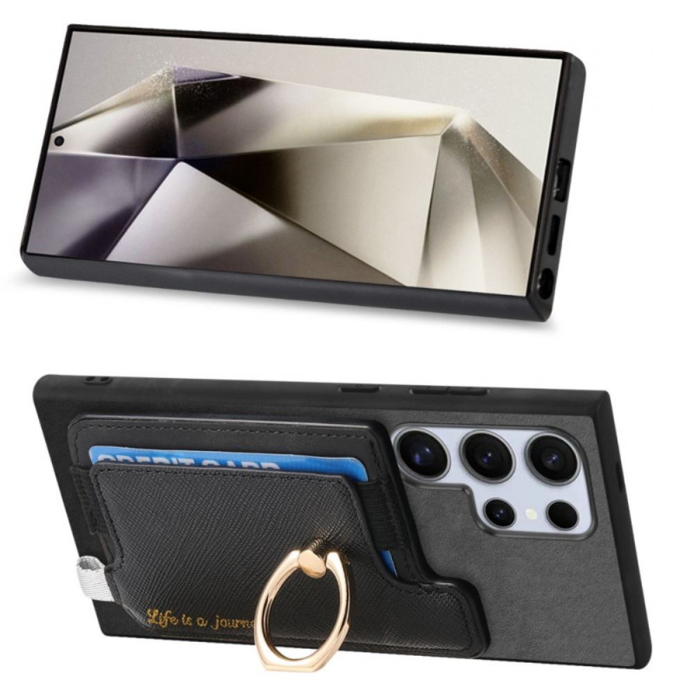 Kryt Samsung Galaxy S25 Ultra 5g Kryty Na Mobil Odnímatelné Držák Karet V Semišovém Stylu