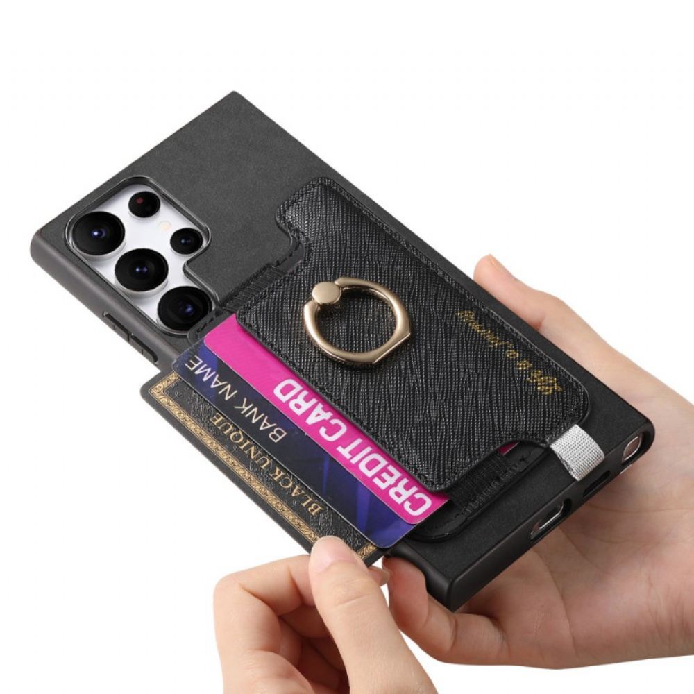 Kryt Samsung Galaxy S25 Ultra 5g Kryty Na Mobil Odnímatelné Držák Karet V Semišovém Stylu