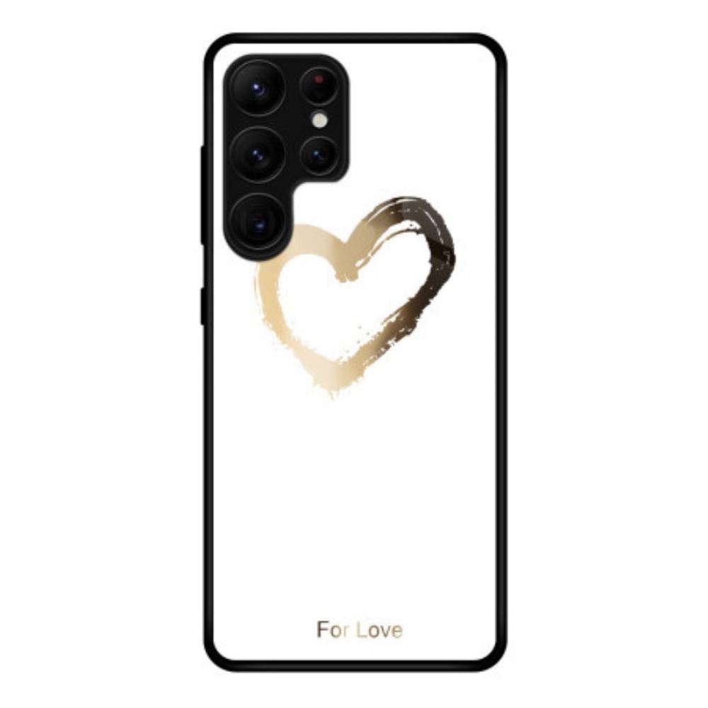 Kryt Samsung Galaxy S25 Ultra 5g Kryty Na Mobil Zlaté Srdce Na Bílém Pozadí