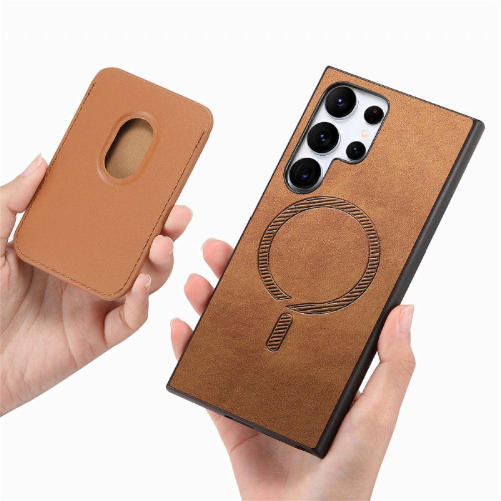 Kryt Samsung Galaxy S25 Ultra 5g Odnímatelné Magnetické Držák Karet V Semišovém Stylu