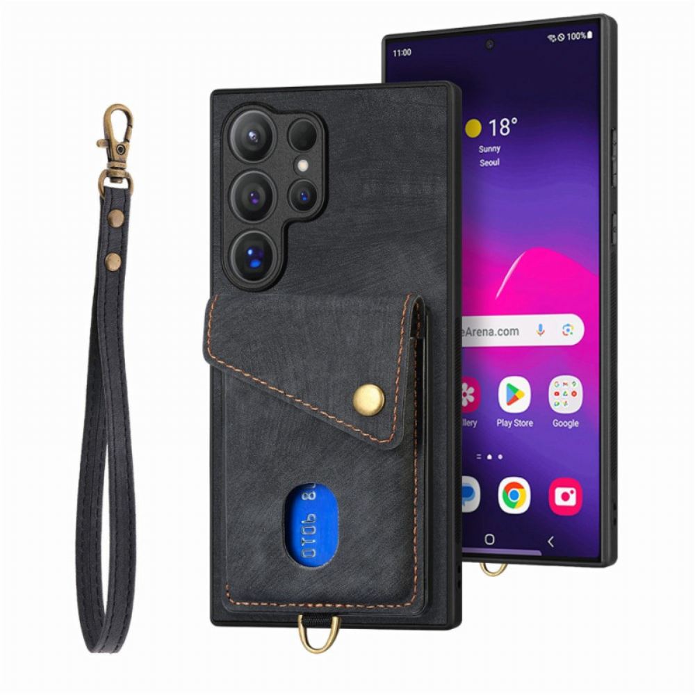 Kryt Samsung Galaxy S25 Ultra 5g Semišový Efekt S Kartou Držák A Stojan