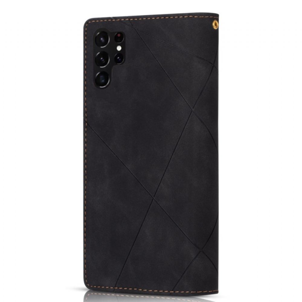 Peněženková Pouzdra Samsung Galaxy S25 Ultra 5g Kryty Na Mobil Geometrický Styl Semišový Efekt