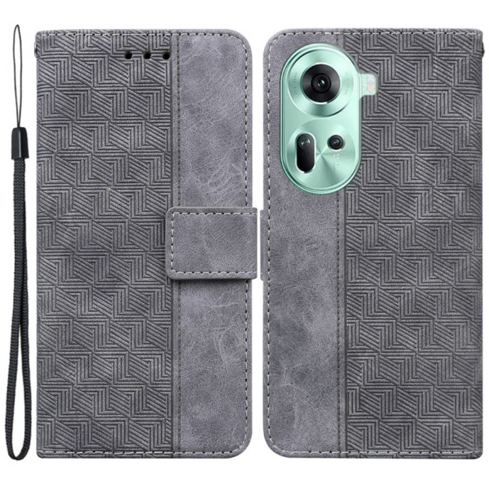 Kožený Kryt Na Oppo Reno 11 5g Páskový Tkaný Vzor