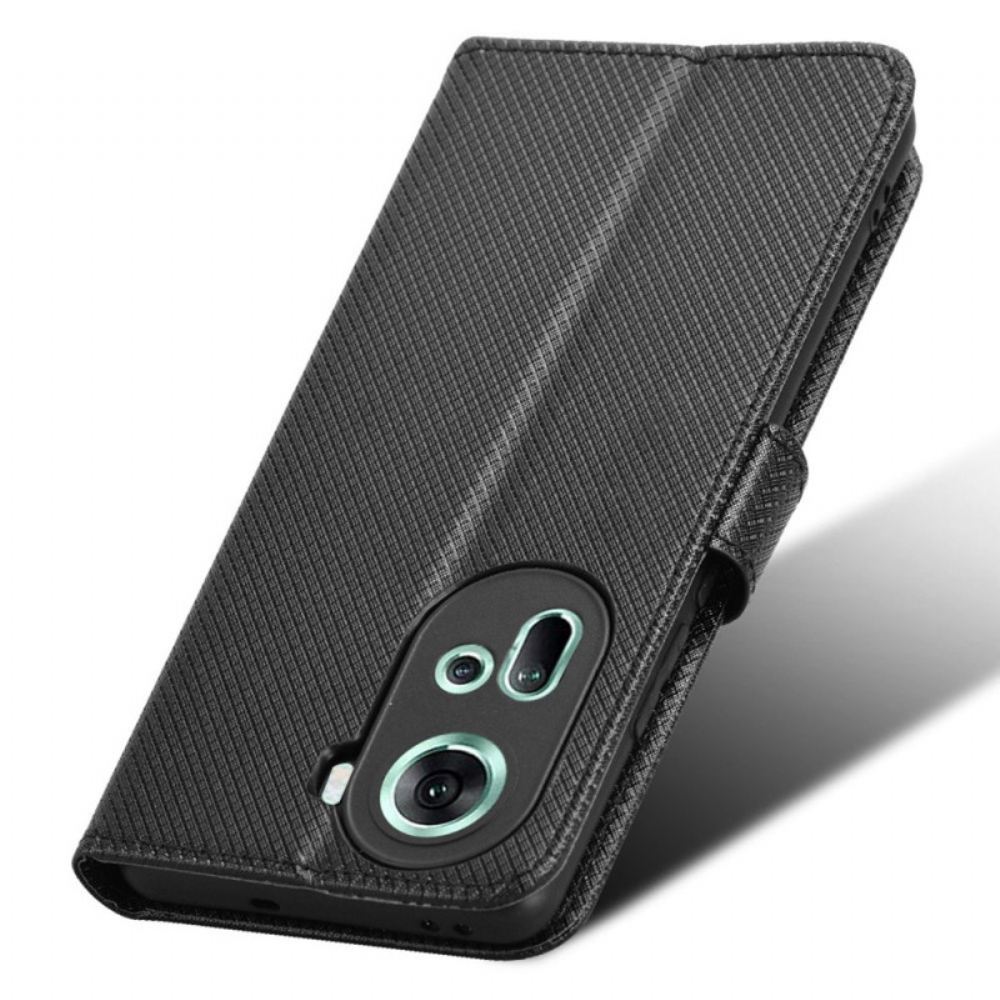 Kožený Kryt Oppo Reno 11 5g Řemínek S Diamantovou Texturou