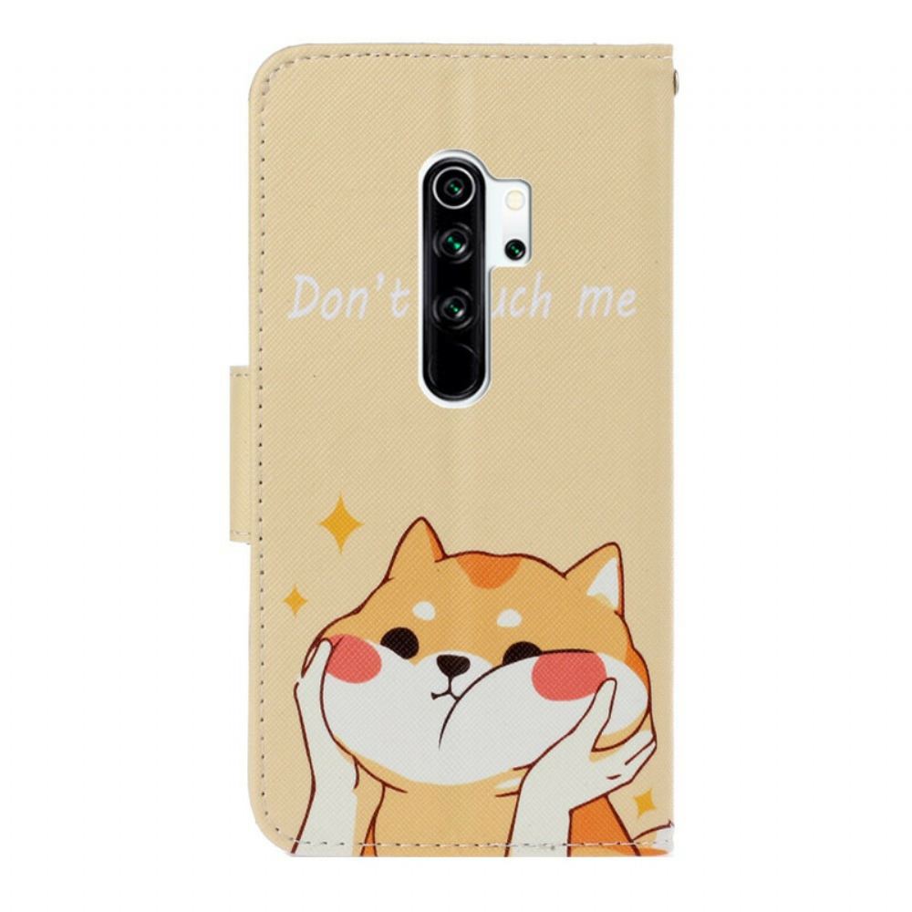 Kožené Pouzdro Na Xiaomi Redmi Note 8 Pro Na Lana Nedotýkej Se Mě Strappy Cat