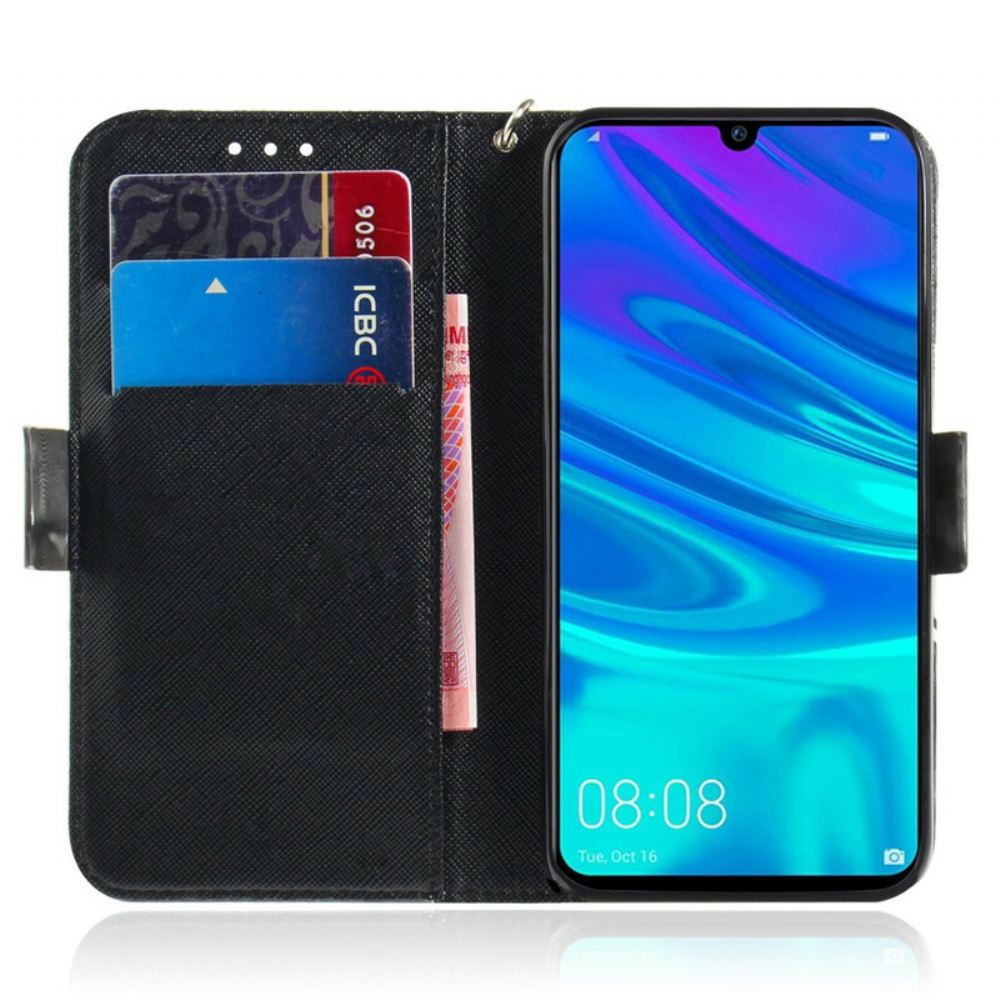 Flipové Pouzdro Na Huawei P Smart 2019 / Honor 10 Lite Na Lana Šedá Strappy Cat