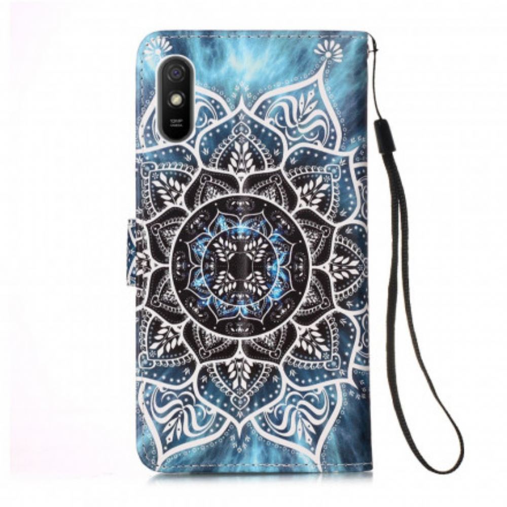 Flipové Pouzdro Na Xiaomi Redmi 9A Na Lana Mandala S Černým Řemínkem