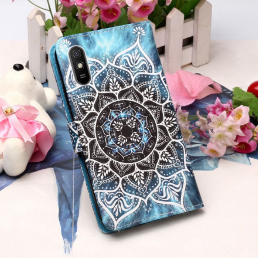 Flipové Pouzdro Na Xiaomi Redmi 9A Na Lana Mandala S Černým Řemínkem