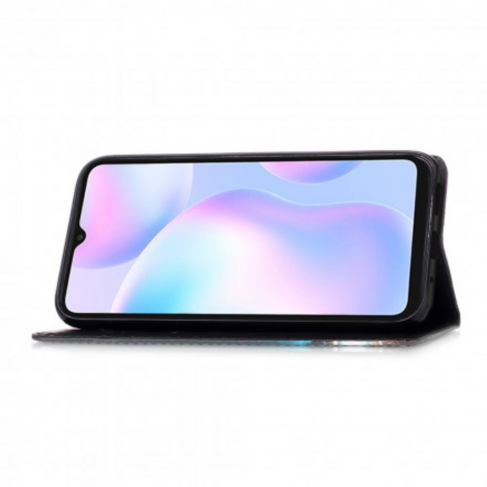 Flipové Pouzdro Na Xiaomi Redmi 9A Na Lana Černá Růže S Popruhem