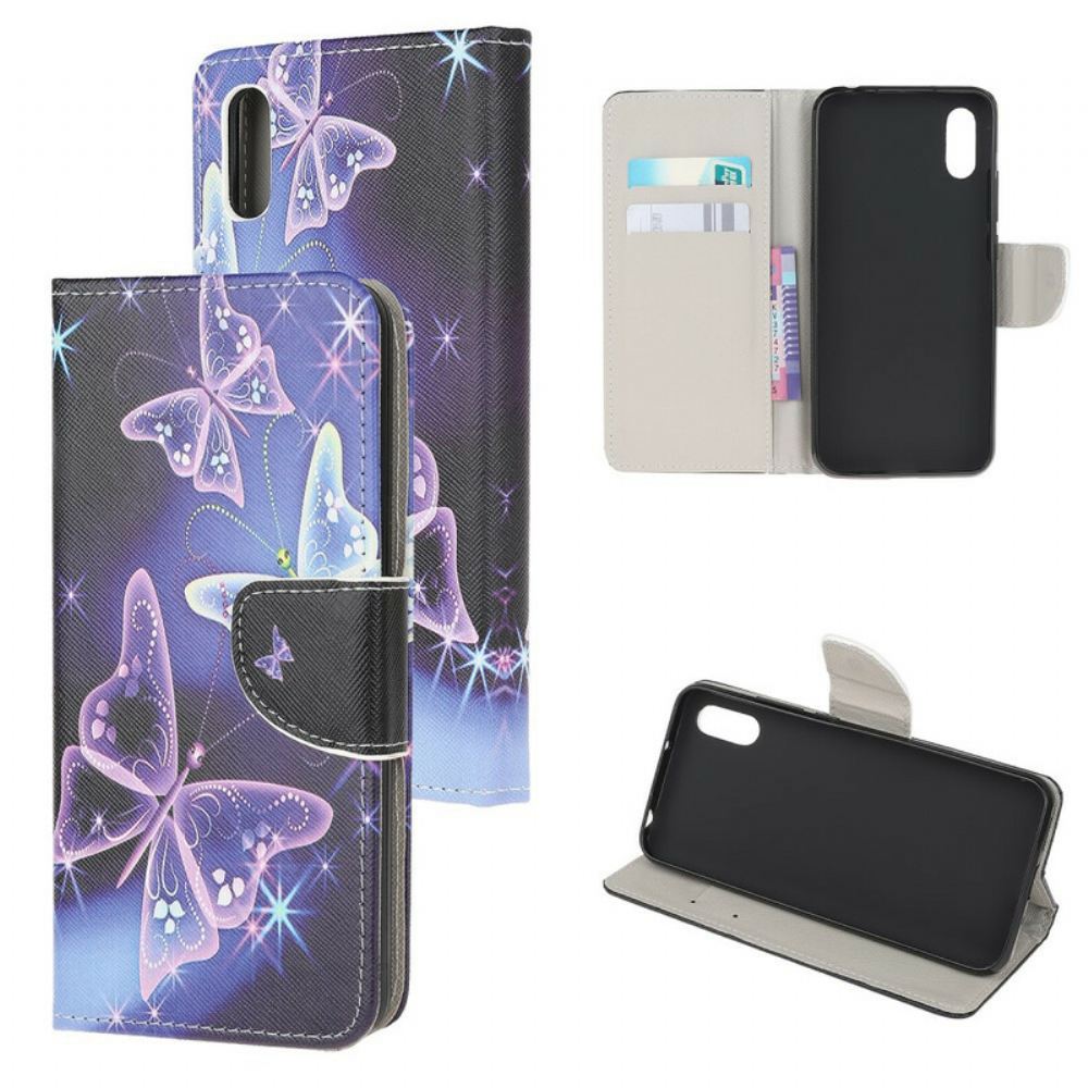 Flipové Pouzdro Na Xiaomi Redmi 9A Neonoví Motýli