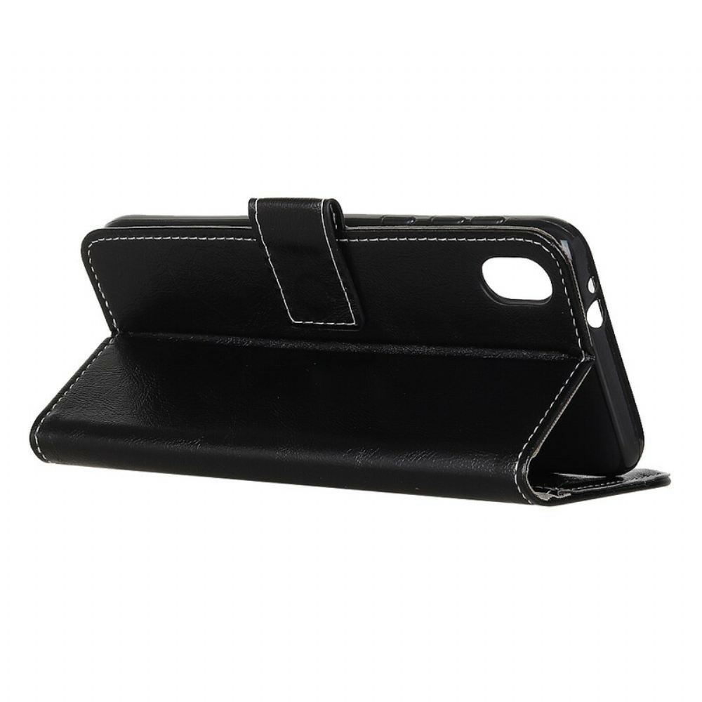 Kožené Pouzdro Na Xiaomi Redmi 9A Lesklé A Viditelné Švy