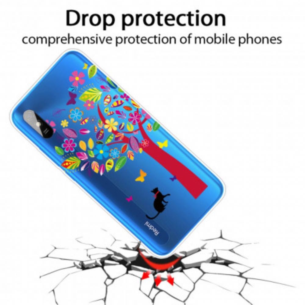 Kryt Na Xiaomi Redmi 9A Kočka Pod Barevným Stromem